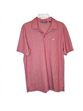 TravisMathew Men's Short Sleeve Polo Shirt - Red Heather, Size M Golf